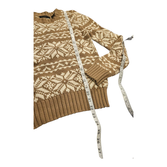 Preswick & Moore Small Petite Long Sleeve Tan and White Pullover Knit Sweater - Picture 6 of 7